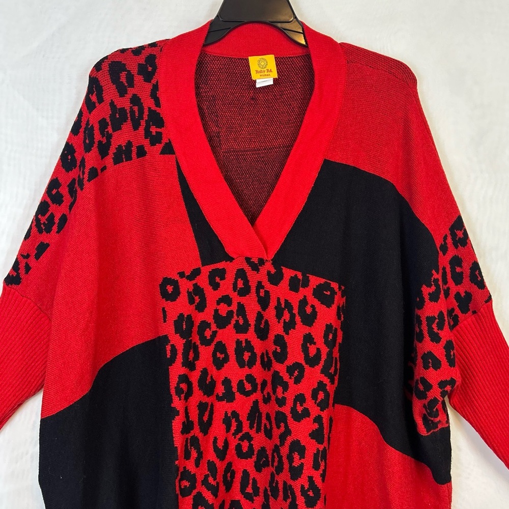 Ruby Rd Woman’s Oversize Drop Shoulder Lipstick Red Sweater - Picture 4 of 9